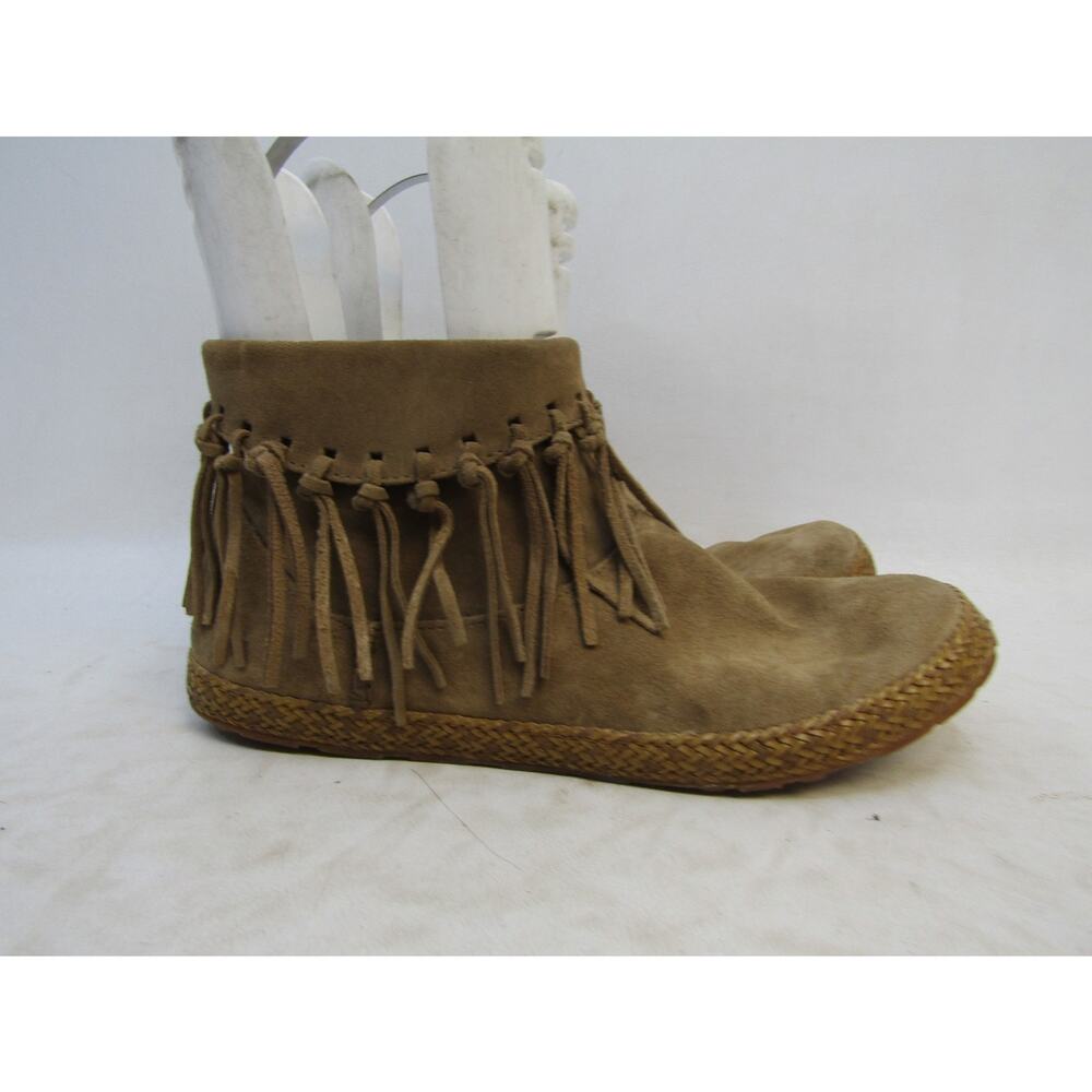 UGG Womens Size 6.5 M Brown Suede Fringe Zip Ankle Fashion Boots Bootie - Picture 3 of 11